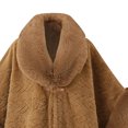 thumbnail image 5 of Fewfanhot Women Faux Fur Trim Cardigan Cloak Tweed Poncho Cape, Thick Warm Lined Wrap Coat for Fall Winter, 5 of 5
