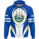 thumbnail image 3 of Nueva sudadera con capucha unisex de gran tamaño con estampado 3D de la bandera del emblema de El Salvador, con cremallera, ropa de calle informal, 3 of 4