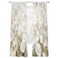 thumbnail image 2 of Floral Flower Semi Sheer Curtains 84 Inch Length 2 Panels Set, Modern Oil Painting Watercolor White Sheer Kitchen Curtain Privacy Voile Window Curtain for Living Room Bedroom Rod Pocket Drapes, 2 of 7