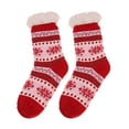 thumbnail image 5 of MySmile 1Pair Women Fleece Slipper Socks Thermal Cozy Fuzzy Sherpa Christmas Socks Non-Skid US 5-11 Red, 5 of 7