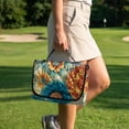 thumbnail image 3 of COEQINE Fold-and-Carry Golf Cart Seat Cover, Bag-Style Handle for Easy Carry, Universal Fit Quilted Padding, 4 Pockets, Fits for EZGO Yamaha Club Car, Bohemian Flower Teal Gold, 3 of 8