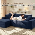 thumbnail image 2 of Lunale Small Modular Sectional Sofa with Movable Chaise, L-Shaped Boneless Cloud Couch for Living Room, Blue (Left Facing Chaise), 2 of 9
