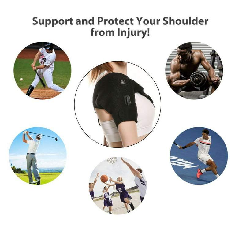 Portable Heated Shoulder Wrap Pad Brace Support Therapy Pain Relief Belt,  Aousthop USB Heating Infrared Pad Strap Relax Muscle Pain Shoulder  Compression Sleeve 