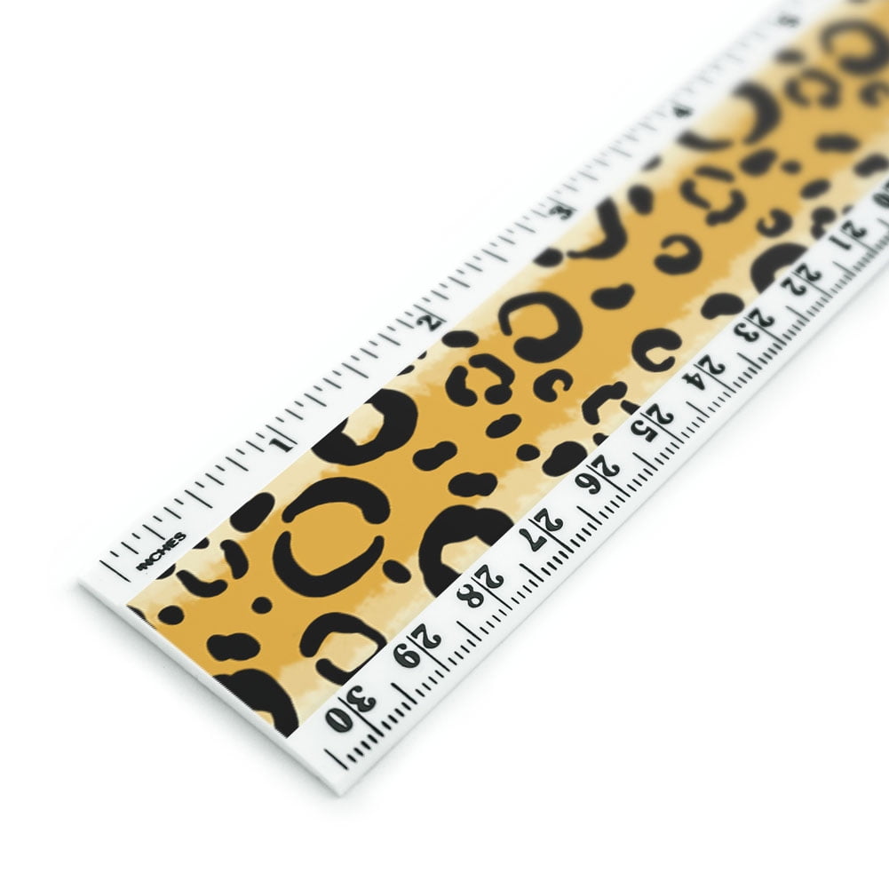 Leopard Animal Print 12 Inch Standard and Metric Plastic Ruler 