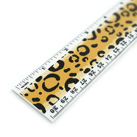 Leopard Print Pattern 12 Inch Standard and Metric Plastic Ruler