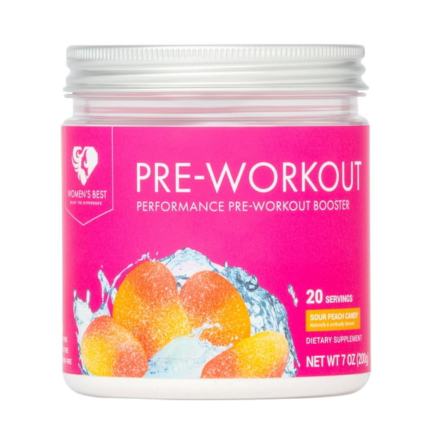 Women's Best PreWorkout Booster Powder, Sour Peach Candy, 200g, 7 oz