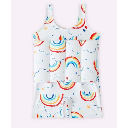 

URMAGIC Toddler Kid Little Girls One Piece Flotation Swim Vest Buoyancy Swimsuit UPF 50+/Rainbow