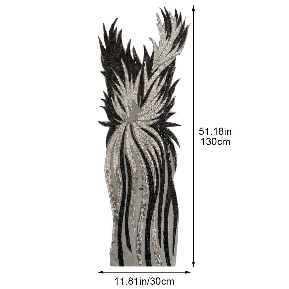 Hzzsbu Sequin Embroidery Appliques Fabric Apparel Decoration Evening Dress Striped Angle Embroidered Sequin Long Material