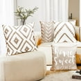 thumbnail image 2 of Decorative Throw Pillow Covers Set of 4 Light khaki Pillow Covers 16x16 inch Throw Pillow Cases Linen Square Pillow Case,Farmhouse Outdoor Modern Boho Striped Pillow Covers for Couch Sofa Living Room, 2 of 6