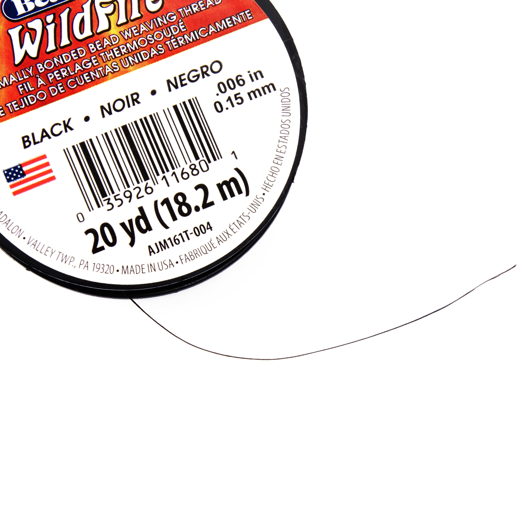 (3 pack) Beadalon Wildfire 0.006" Black Beading Thread, 20 yd Roll, Jewelry Stringing