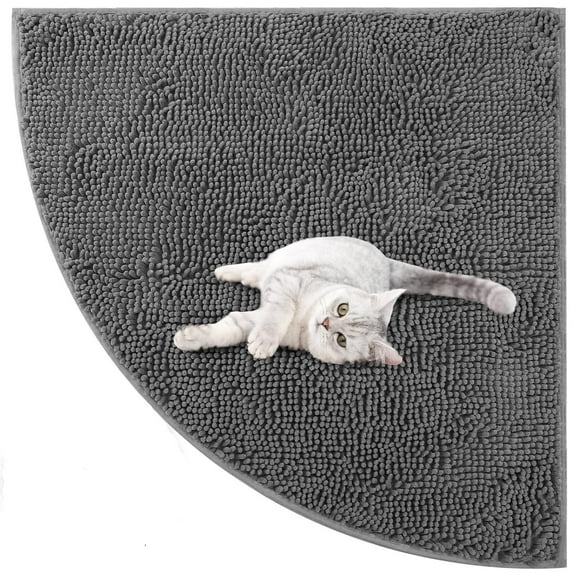 ZZ Corner Cat Litter Mat 31"x 31" Kitty Litter Box Trapping Mat Large Waterproof Corner Rug Non Slip