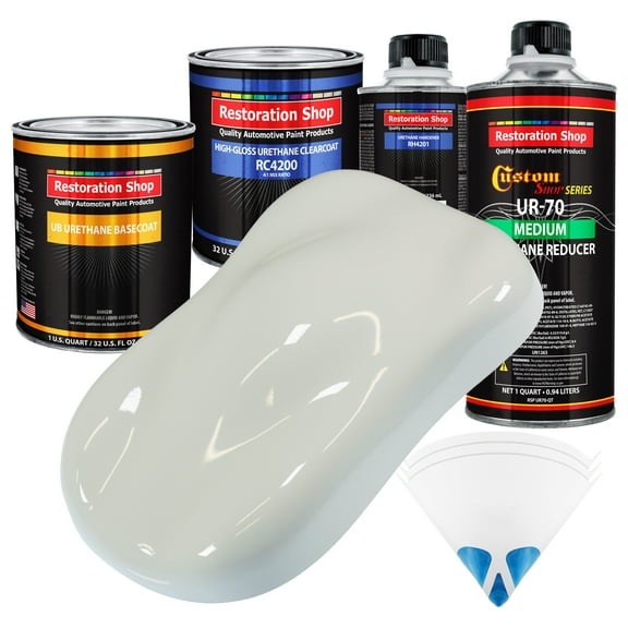 LINEN WHITE Quart URETHANE BASECOAT CLEARCOAT Car Auto Body Paint Kit