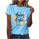 thumbnail image 1 of Mujeres de Manga Corta Tops Casual Nuevo Cuello Redondo Pascua, Ligera Camiseta de Poliéster Spandex, 1 of 4