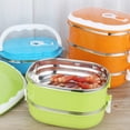 thumbnail image 4 of vajilla,Bento Box 900ML Fiambrera térmica de acero inoxidable Recipientes de comida de una sola capa con aislamiento térmico Mango de arco Almacenamiento de alimentos a prueba de fugas para adultos Ni Muyoka Hogar, 4 of 6