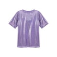 thumbnail image 7 of Zaldita Women's Shiny Metallic Short Sleeve T-shirt Holographic Top Blouse Dancewear Rave Festival Purple XXL, 7 of 7