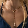 thumbnail image 6 of Turandoss 14K Gold Plated Cross Necklace for Women Dainty Holy Mary Medal Cross Colorful Rosary Beaded Y Chain Teacher Appreciation Mothers Day Graduation Gifts for Her Mom Kids Teen Girls Wife Ideas, 6 of 8