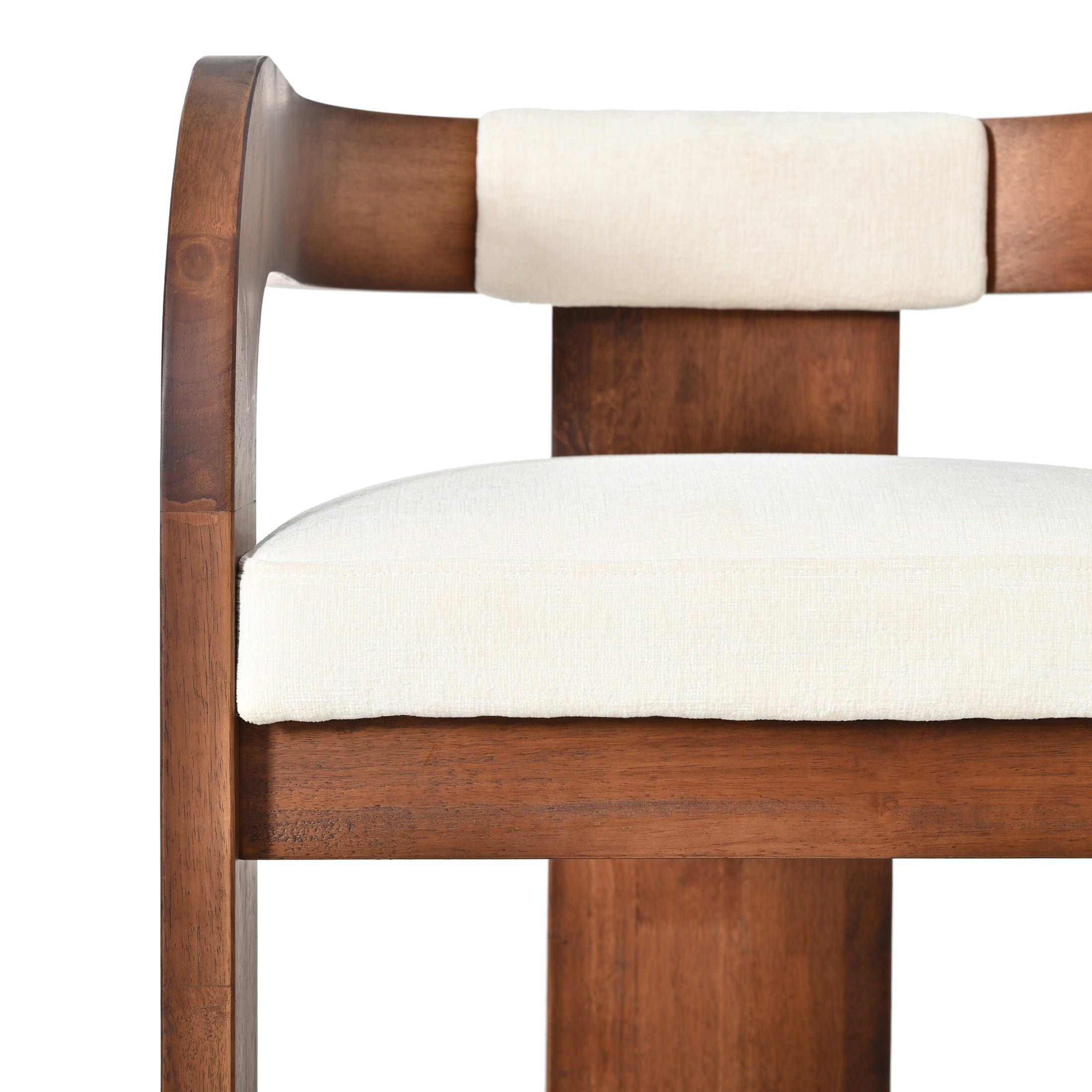 Christopher Knight Home Modern Wood Curved Counter Stools with Beige Upholstery, Dark Brown, Set of 4