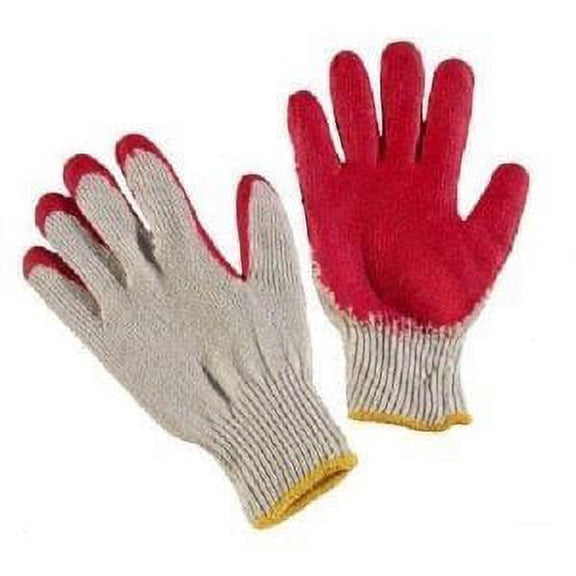 Polyester Knit Gloves Finger Red Coated {10 PR.}