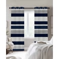 thumbnail image 2 of Blackout Curtains for Bedroom, Navy Blue White Striped Room Darkening Window Drapes for Living Room, Grey Farmhouse Stripe Abstract Art Thermal Insulated Grommet Curtains, 52x90 inch, 2 Panels, 2 of 9