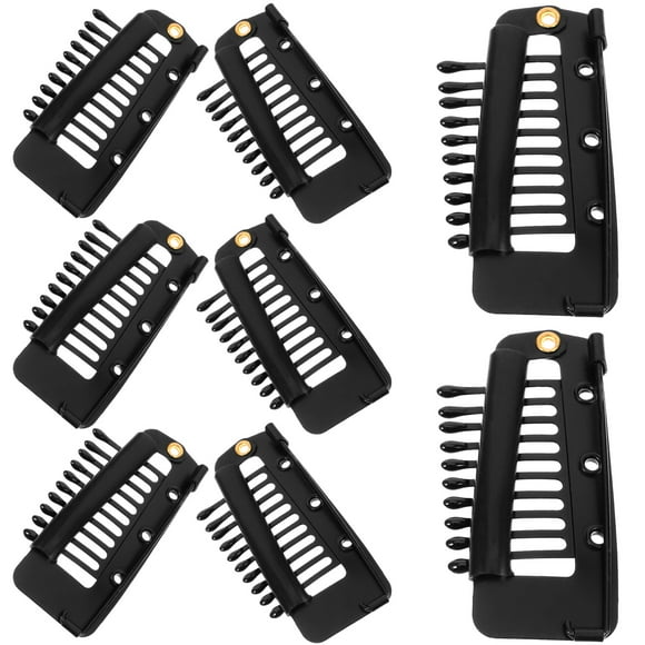 OULII 8Pcs Black Metal Hair Clip Extensions Snap Clips for Wig Making and Hair Weave Decoration