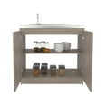 thumbnail image 3 of Izzovium Zurich 39" Wide Utility Sink with Base Cabinet, Two-Door Storage & Stainless Steel Sink, Light Gray for Laundry Room & Garage, 39.4x20.2x36 Inches, 3 of 8