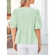 thumbnail image 2 of Blusa PRETTYGARDEN para mujer con lazo en la parte delantera a rayas verde claro, 2 of 9