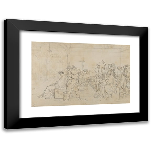 Jacques Louis David 14x11 Black Modern Framed Museum Art Print Titled - The Death of Socrates (ca. 1786)