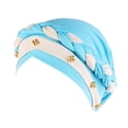 thumbnail image 1 of PMVFHDE Women Ruffle Turban Wrap Cap With Pearl Beading Solid Color Hats For Women Blue, 1 of 8