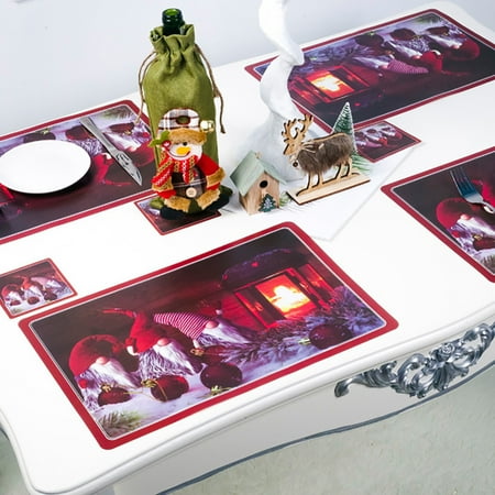 

Tiezhimi Bowl Fork Placemat Mat Decoration Home Party Christmas PVC Dining Table Mat