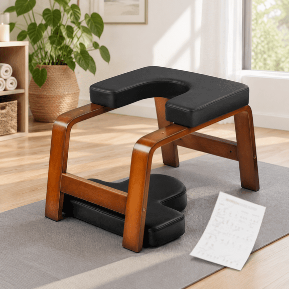 Chocolate Black Yoga Headstand Bench Inversion Chair for Home Gym Fitness