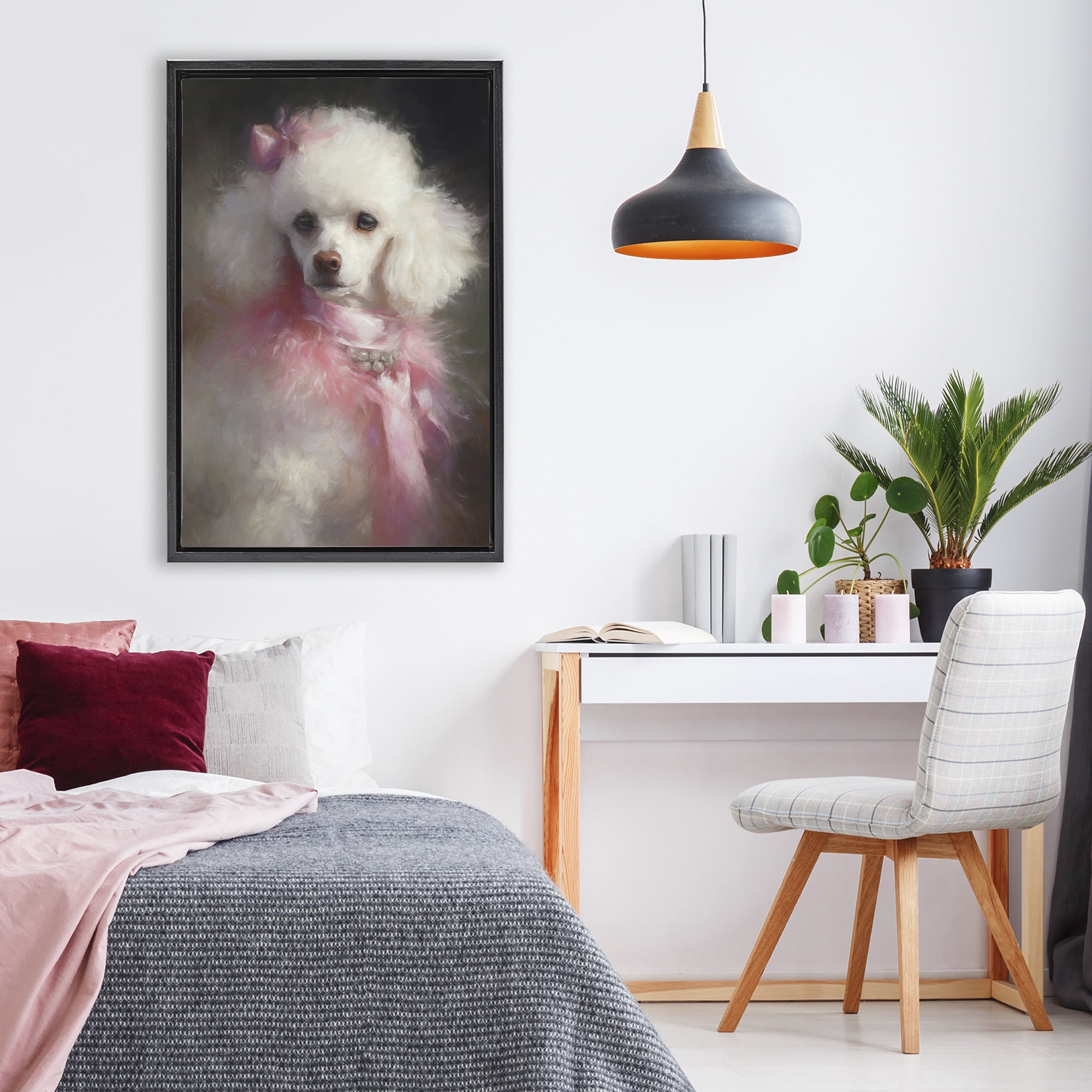 Stupell Industries Just A Girl Who Loves Pink Black Framed Floater Canvas Wall Art, design by Tina LeCour