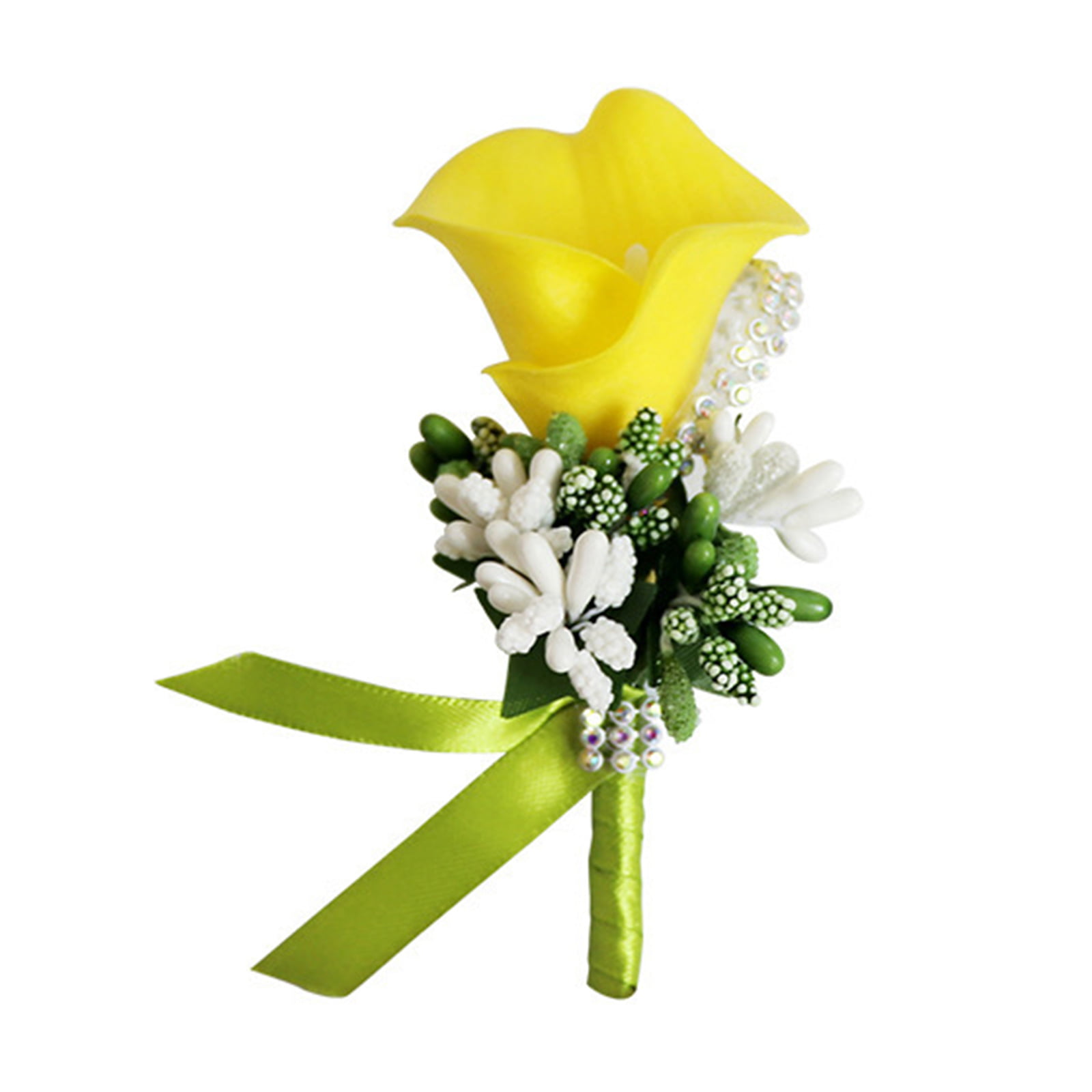 PU Calla Artificial Flowers Bridal Bouque Corsage Brooch Pin Wedding Party Decor 