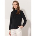 thumbnail image 5 of INSPIRE CHIC Blusa vintage con cuello alto y volantes para mujer Negro S, 5 of 5