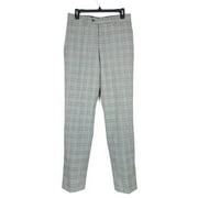 Tallia Men's Slim Fit Plaid Wool Suit Dress Pants Grey / Brown 38 x 30