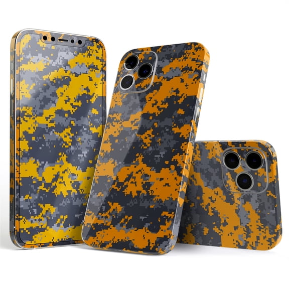DesignSkinz Orange and Gray Digital Camouflage Full-Body Skin Decal Wrap Cover for iPhone 16