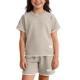 thumbnail image 2 of NAISIBABY Boys Outfit Sets, Short Sleeve T-Shirt & Elastic Waist Shorts with Pockets Summer Kids Fashion Clothes Khaki Size 4, 2 of 7