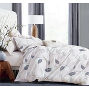 Swanson Beddings Elegant Leaves 5-Piece 100% Cotton Bedding Set: Duvet Cover, Two Pillowcases and Two Pillow Shams (Oversized King)