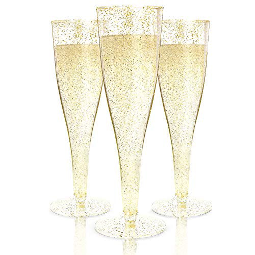 Toasting Bulk Disposable Champagne Flutes for Wedding Mimosa or Cocktails Party 72 Premium Plastic 5oz Champagne Glasses 