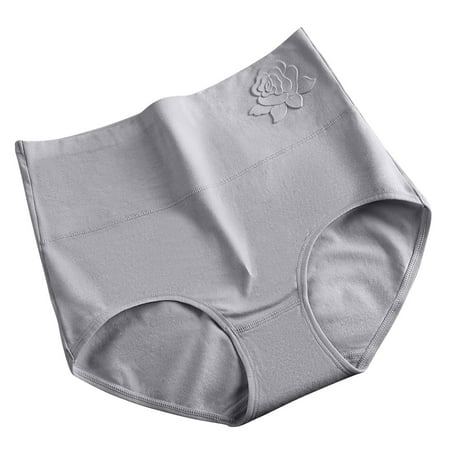 Ohufall Cotton Briefs Underwear for Women Plus Size Comfort Solid Color High Waist Tummy Control Briefs Stretchy Full Coverage Panty