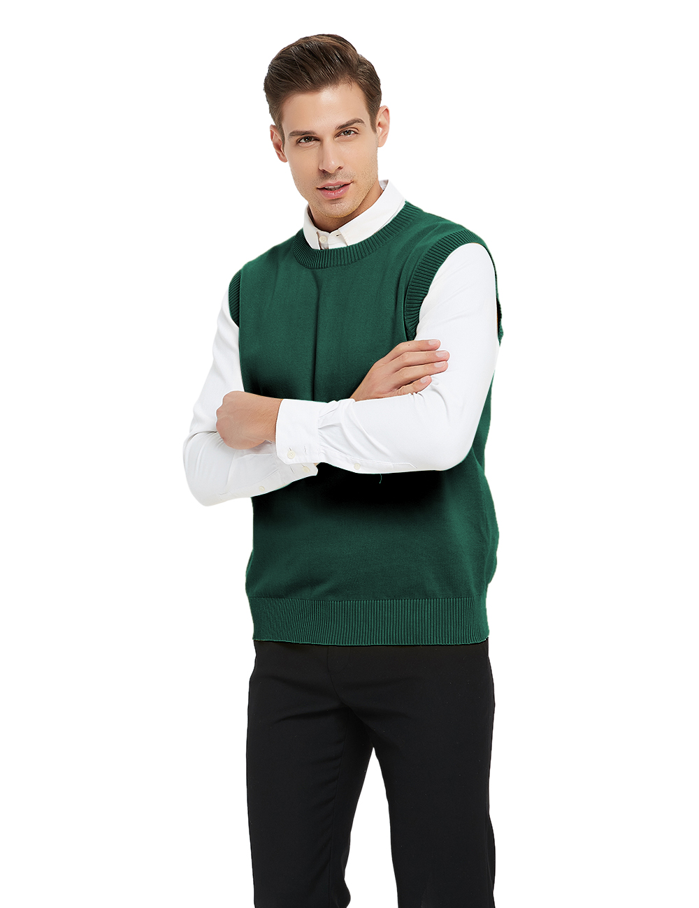 Toptie Men's Business Sweater Vest Cotton Jumper Top-Green-S - image 3 of 7