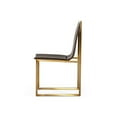 thumbnail image 3 of Cid 19 Inch Modern Dining Chair, Metal legs, Set of 2, Brown, Brass- Saltoro Sherpi, 3 of 5