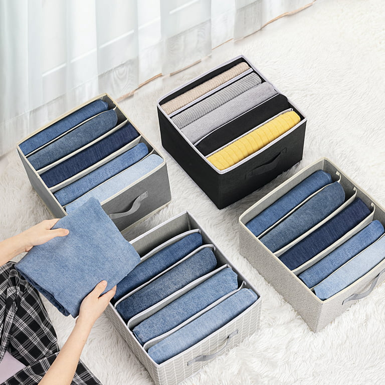 Storage Box Compartment Reusable Oxford Cloth Foldable Jeans Sweaters Clothes Organizer Household Supplies-leaveforme, Size: Large, Blue