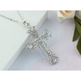 thumbnail image 4 of Women Plated Rhinestone Flower Cross Cubic Zirconia Pendant Necklace, White, 4 of 5