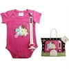 Baby Dry Goods 020-11 Onesie-Pacifier Clip Boxed Set- butterfly-hibiscus