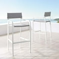 thumbnail image 2 of Bar Side Stool Chair, Set of 2, Aluminum, Metal, Steel, White Grey Gray, Modern Contemporary Urban Design, Outdoor Patio Balcony Cafe Bistro Garden Furniture Hotel Hospitality, 2 of 8