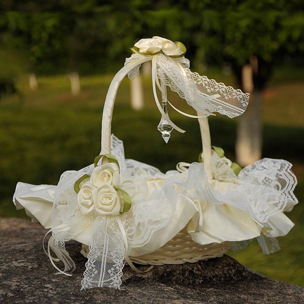 Details about   White Color Flower Basket Wedding Ceremony Basket Photography Props Girl Flower 