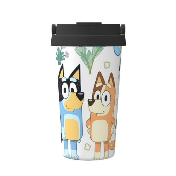 Saiise Bluey Print Travel Coffee Mug 16oz,Insulated Coffee Mug to Go,Reusable Coffee Travel Mug with Seal Lid,Vacuum Stainless Steel Coffee Cups for Hot/Ice Coffee Tea