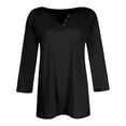 thumbnail image 4 of Tops for Women Trendy Loose Long Sleeve Shirt Women Tight Fitting Athletic Shirts Camp Shirts Plaid Oversized Shiny Long Sleeve Shirt High Neck Top Graphic Tee T Tops Fit Clothe T Black 2XL, 4 of 4