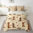 thumbnail image 2 of Homewish Western Cowgirl Cowboy Bedding Comforter Set 7pcs, Hippie Boot Hat King Bedding Sets, Cartoon Stars Print Reversible Bed Sheets, Breathable Home Decor, 2 of 7