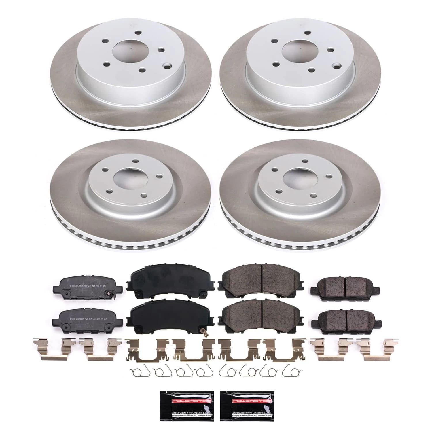 PowerStop Front and Rear Semi-Coated Rotor and Low-Dust Ceramic Brake Pad Kit SC8006